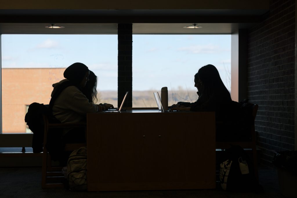 Images of students studying in various place around campus